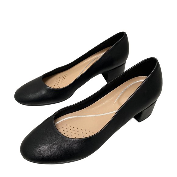 Easy Spirit Comfort Ailene Low Block Heel Dress Shoes Pumps Black Leather Size 8 - Picture 11 of 12